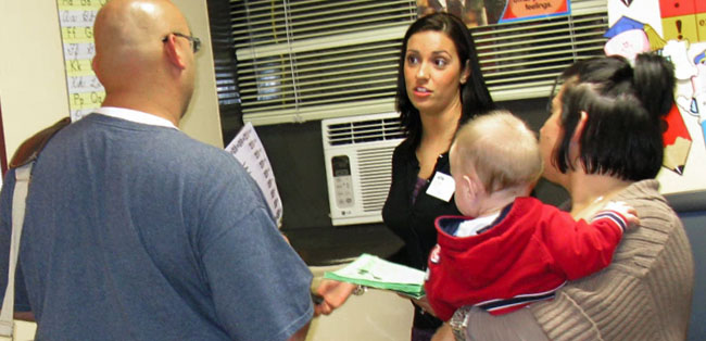 Teacher talking to parents at Westbridge Academy - Private Special Education School, Bloomfield, NJ