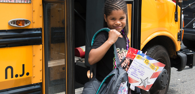 Westbridge Academy student boarding bus - private special education school NJ