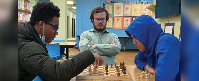 WBA students playing chess in a recent school-wide competition.